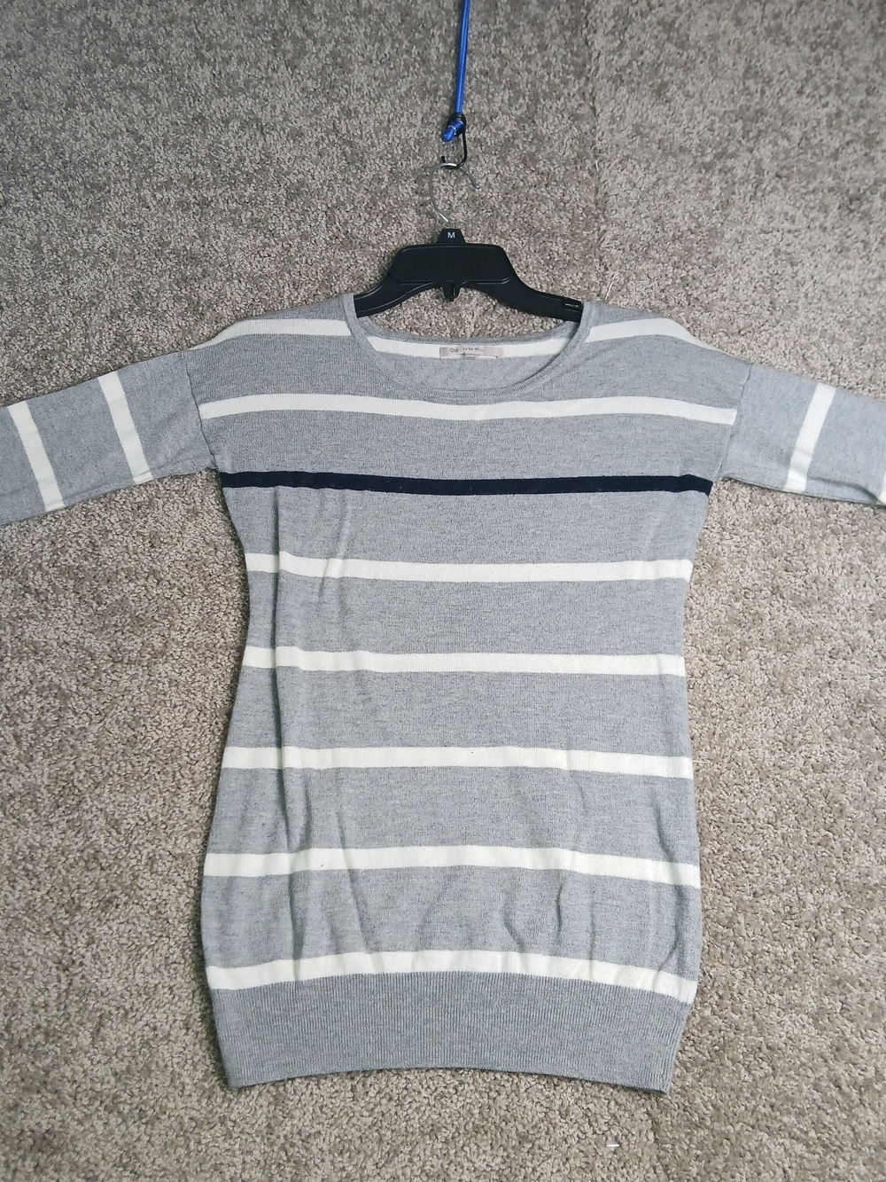 Gap Shirt for Women 3/4 Sleeve Gray Striped Knit Blouse - XS